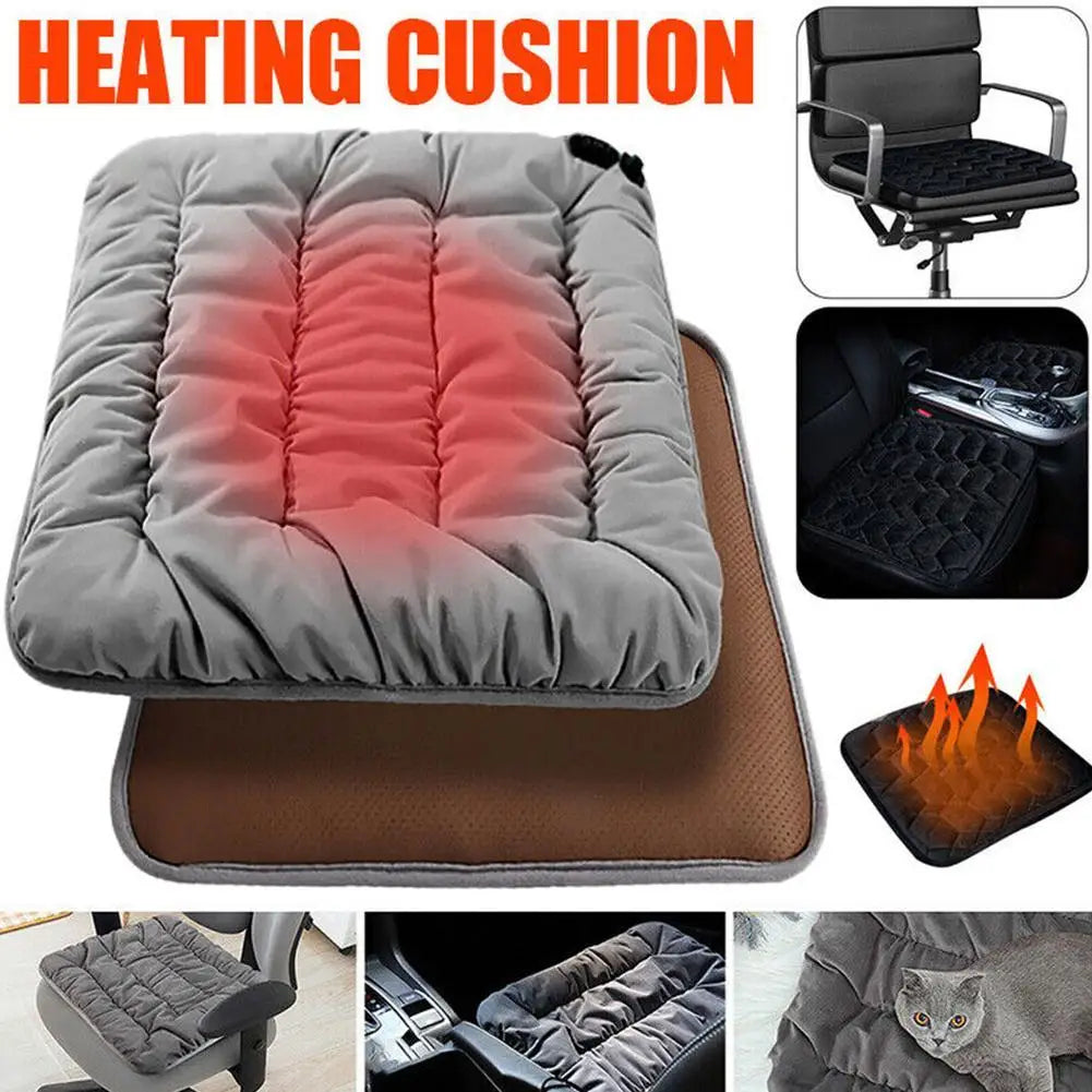 Car Heated Seat Cushion Winter Plush Seat Cushion Quick-Heating For Car, Home, 12V USB Electric Heating Single Pad