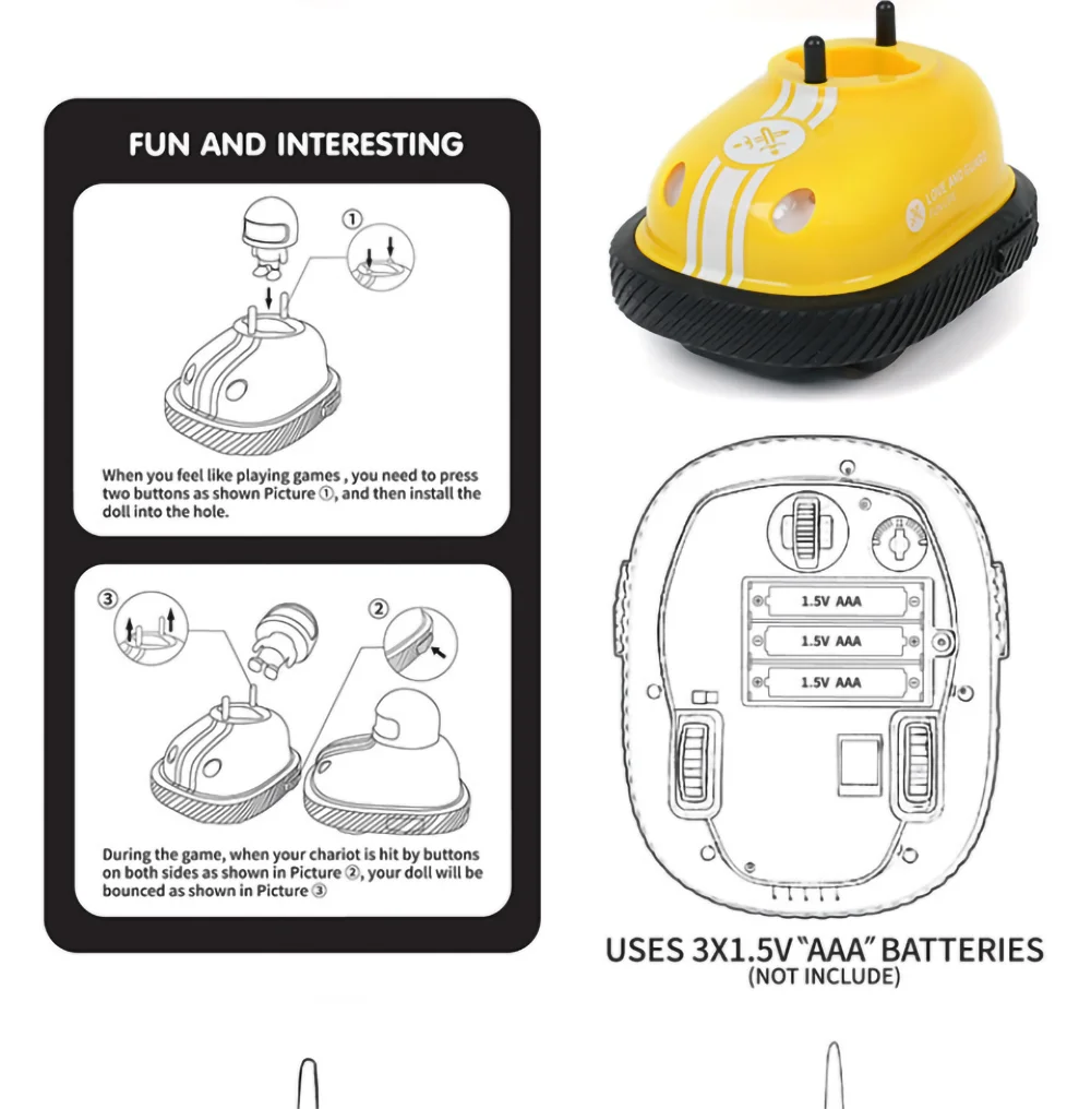 2025 RC Super Battle Bumper Car 2.4G Pop-up Doll Crash Bounce Ejection Light Children's Remote Control Toys Gift for Parenting