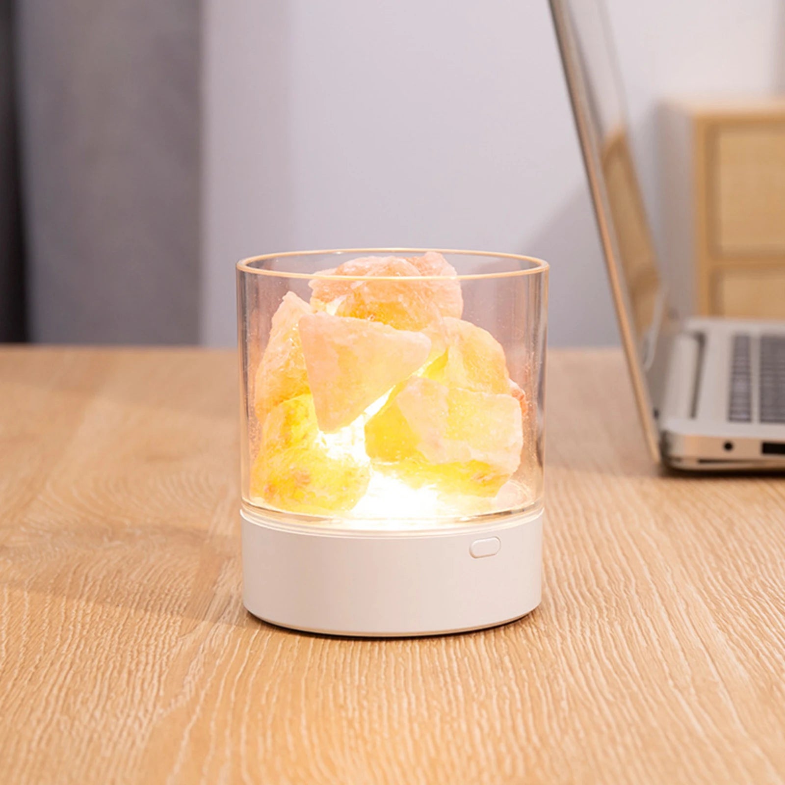 LED Rock Crystal Lamp Essential Oil Diffuser 7 Colors LED Crystal Salt Stone Night Light Home Office Bedroom Desktop Decoration