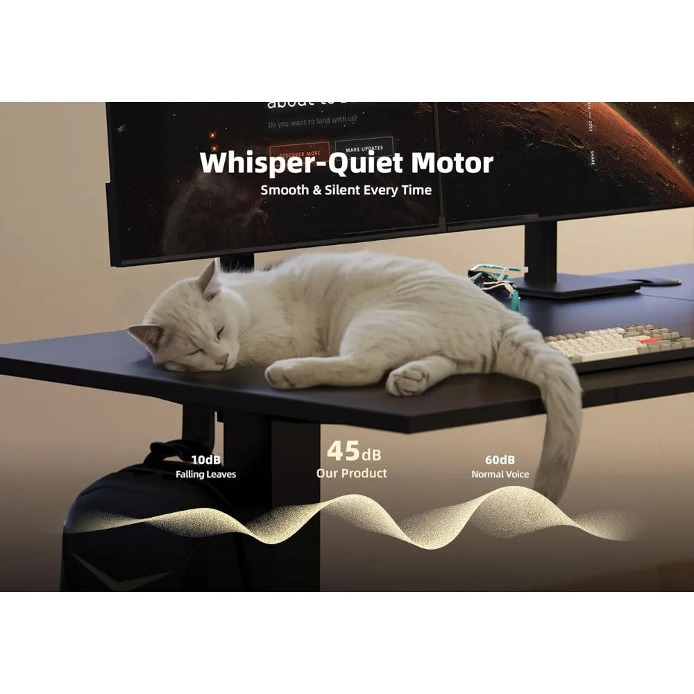 Electric Standing Desk Adjustable Height, 40 x 24 Inch Sit Stand Desk with T-Shaped Frame, 3 Memory Presets & Cable Management
