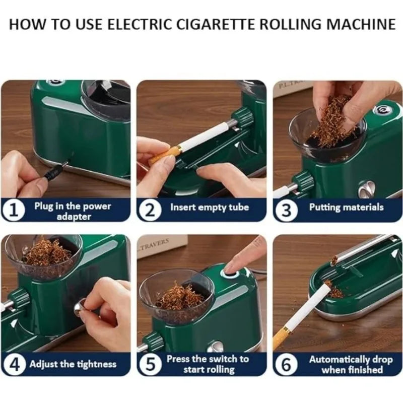 6.5 8mm Cigarette Rolling Machine Fully Automatic Tobacco Roller Smoking Accessories EU US Plug DIY Injector Maker Smoking Tool
