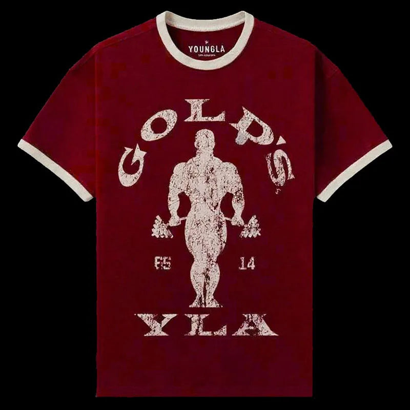 Outdoor Running Training Exercise 2026 Summer Fitness Men's Short Sleeved Quick Action Breathable Cotton Printed Gym Top