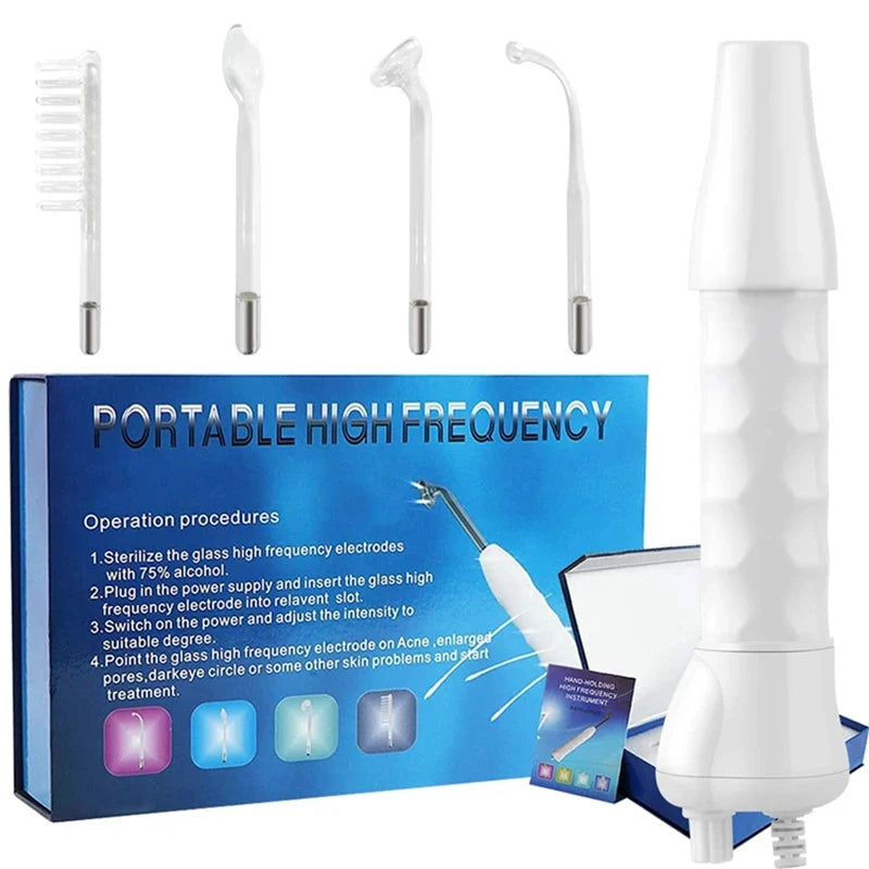 4 in 1 Electrode Glass Tube Machine High Frequency Skin Spot Acne Wand Facial Spa Face Skin Care Electrotherapy
