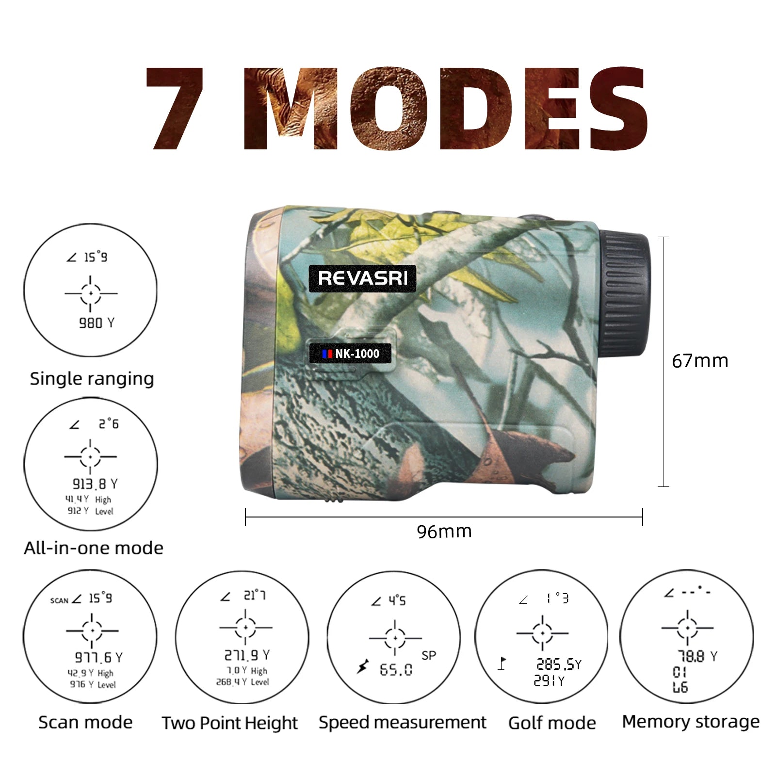 REVASRI Laser Rangefinder 1000M Hunting Range Finder with Rechargeable Battery Outdoor Target Acquisition Technology Monoculars