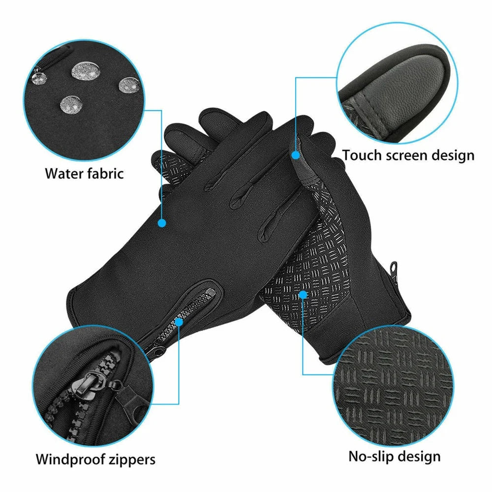 Outdoor Winter Gloves Men Women Touchscreen Warm For Cycling Driving Motorcycle Cold Gloves Windproof Non Slip Gloves S-XL
