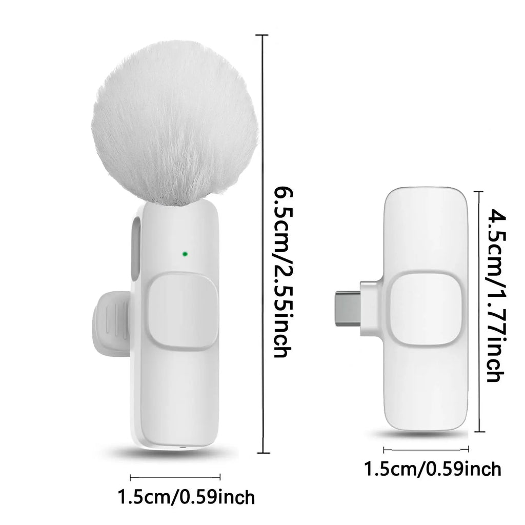 Pink &White K60 Wireless Lavalier Microphone for Smartphone,Clip On Lapel Mic Plug-Play Microphone for Video/Audio Recording