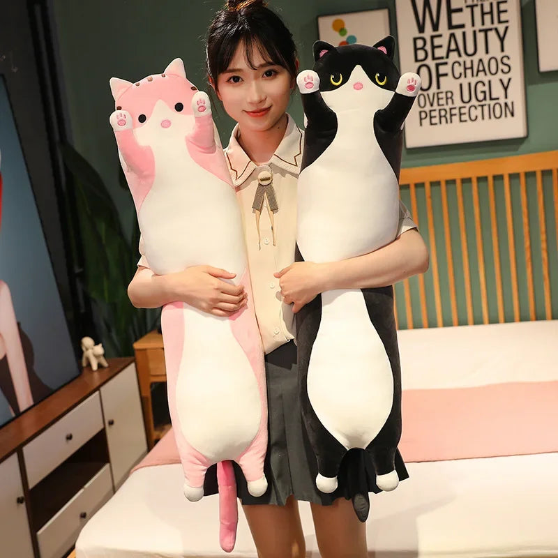 Cute and Soft Long Cat Plush Toy Ultra Kawaii Cat Hug Pillow Body Animal Sleeping Companion Kids Birthday Gift