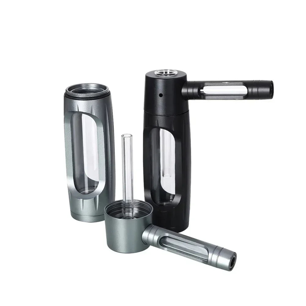 Portable Metal Smoking Pipe with 155mm Glass Bowls Dry Burning Grass Tobacco Pipes Hookah Shisha Pipa for Smoke Accessories