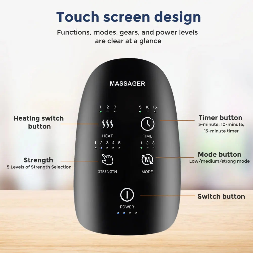 Electric Hand Massager with 5 Levels Air Compression Heat Palm Finger Massage Machine for Arthritis Finger Numbness Hand Relax