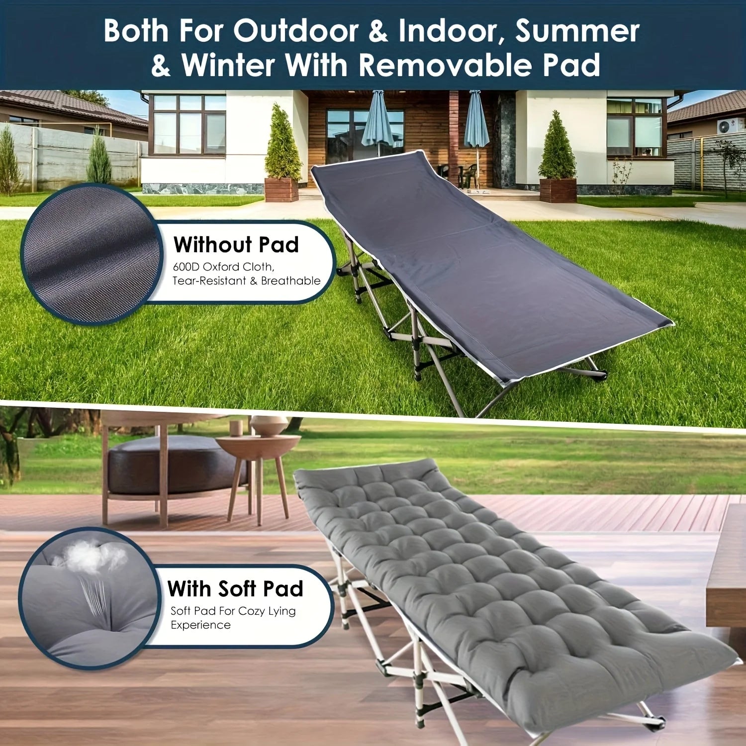8-Leg Folding Bed With Mattress(Mattress-free Option Available)|Portable Adult Sleeping Cot With Carry