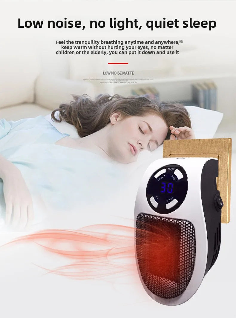 Eco Plug in Electric Heater Wall Outlet Space Heater with Energy Efficient Low Noise Room Heater Portable Heaters for Indoor Use
