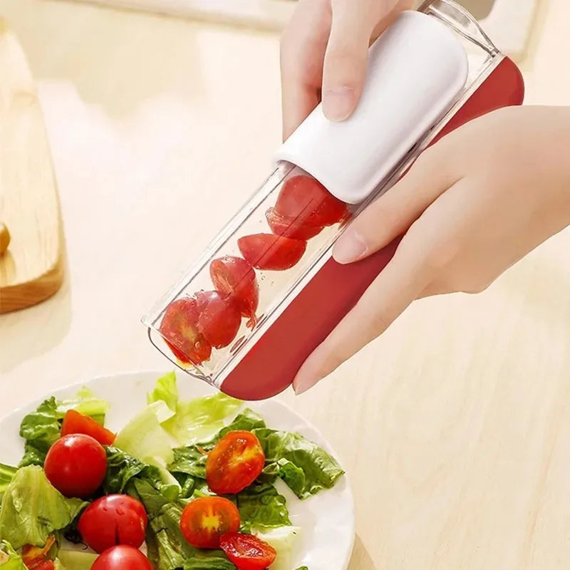 Non Stick Tomato Slicer Grape Cherry Cutter Manual Fruit Vegetable Dicer Rust Proof Blades Easy Clean Salad Prep Kitchen Gadget