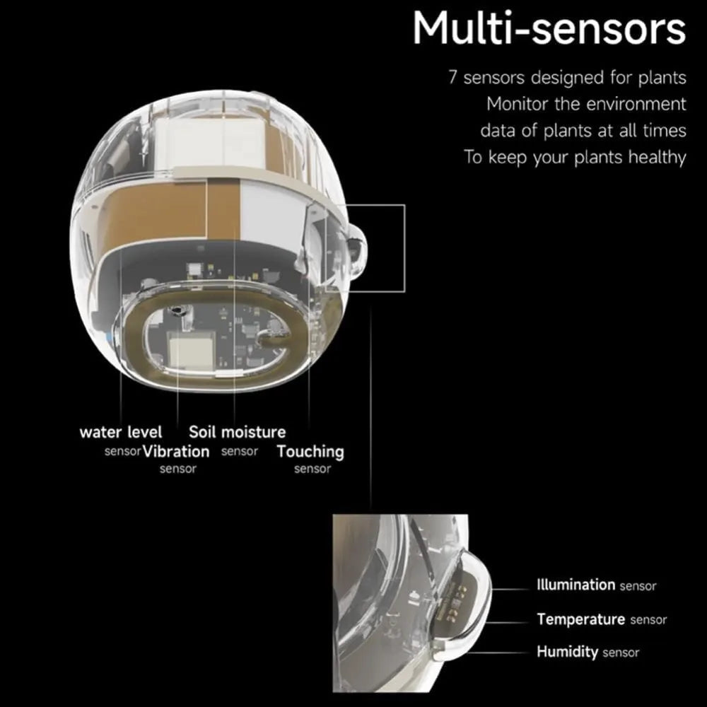 Smart Flower Pot with AI Chip 7 Sensors Automatic Plant Care for Home Desk Garden