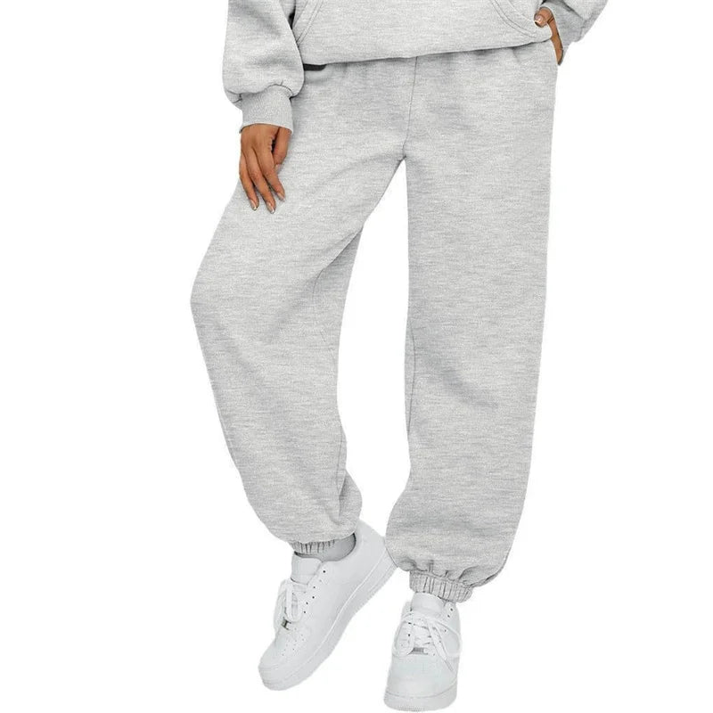 autumn winter Women's Pants Solid Color Sweatpants Daily casual Pants Women's Comfortable loose Drawstring Women's Trousers