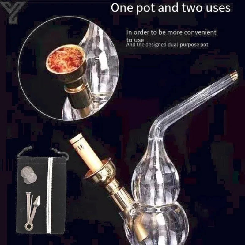 Dual purpose exquisite water bottle Gourd shaped Transparent pipe Tar Filtration Recyclable Smoking Holders Smoking Accessories