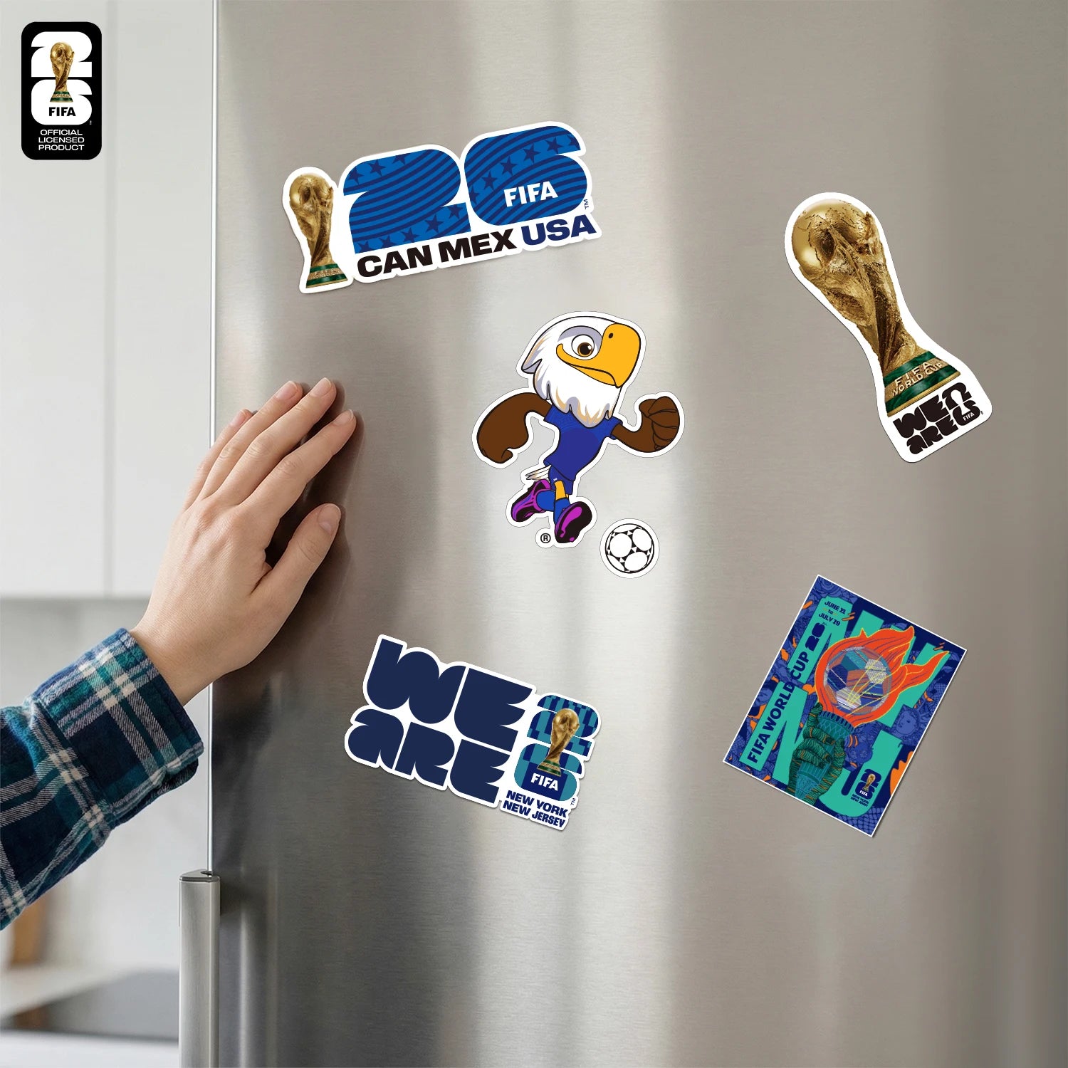 FIFA World Cup 2026 Official Fridge Magnet with Trophy, Host City & Mascot Design - Magnet Stickers for Refrigerator Souvenirs