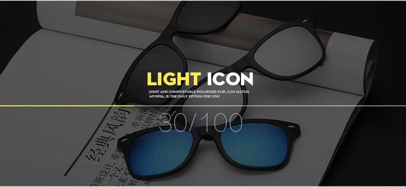HJYFINO 5 lenes Magnet Sunglasses Clip Mirrored Clip on Sunglasses clip on glasses Polarization Clip Custom Prescription Myopia