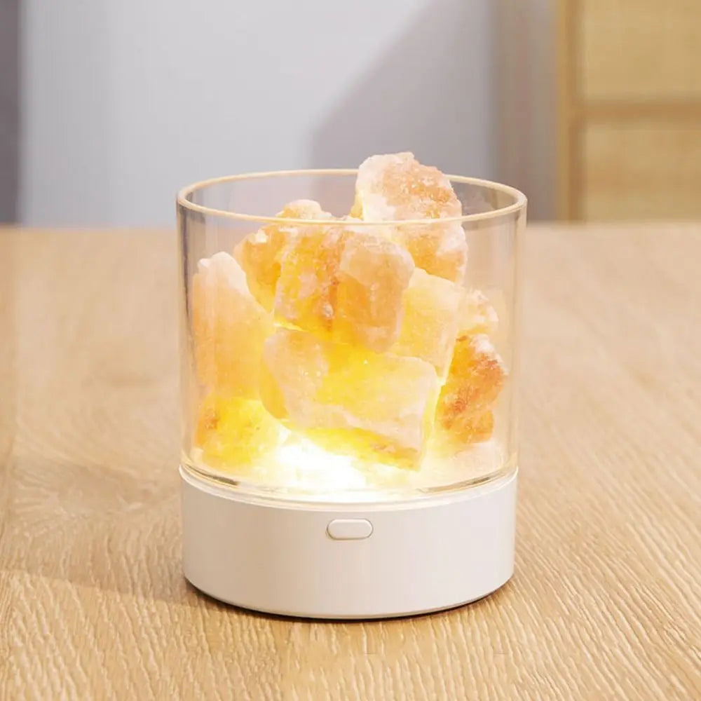 Unique Crafts Natural Crystal Salt Lamp USB Powered 7 Color Lights Table Lava Lamp Eye Protection LED Table Light Christmas