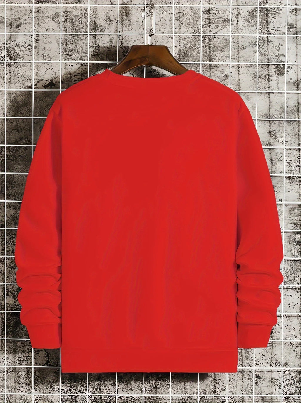 Men's autumn and winter fashionable casual loose Houston letter graphic printed long sleeved round neck sweatshirt