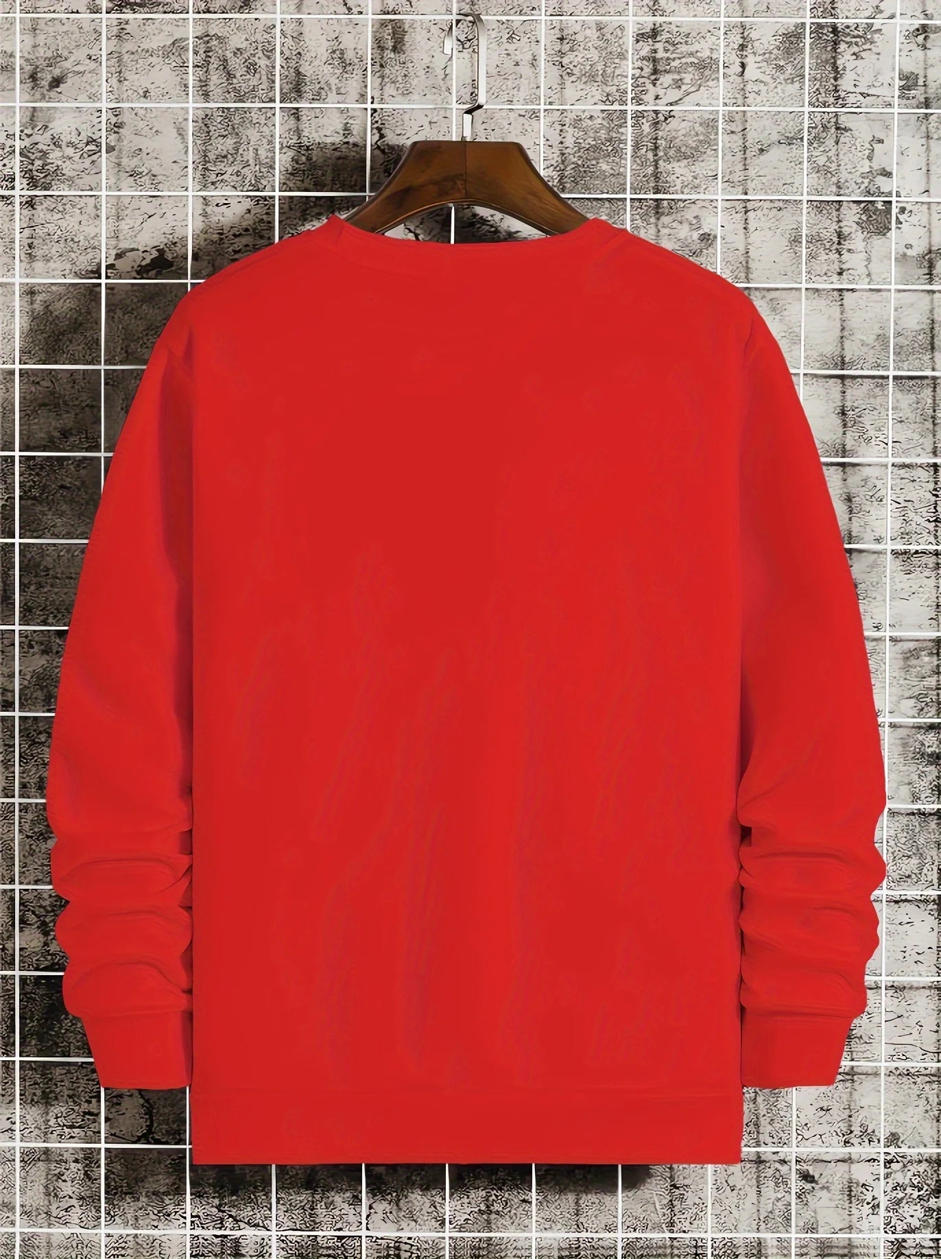 Men's autumn and winter fashionable casual loose Houston letter graphic printed long sleeved round neck sweatshirt