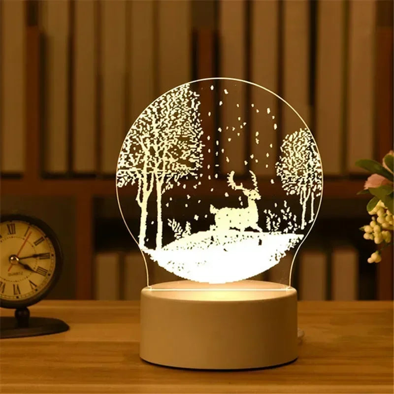 3D Acrylic LED Night Light USB Powered Bedroom Bedside Decor Night Lamp Birthday Kid Gifts Table Ornaments Novelty Lighting