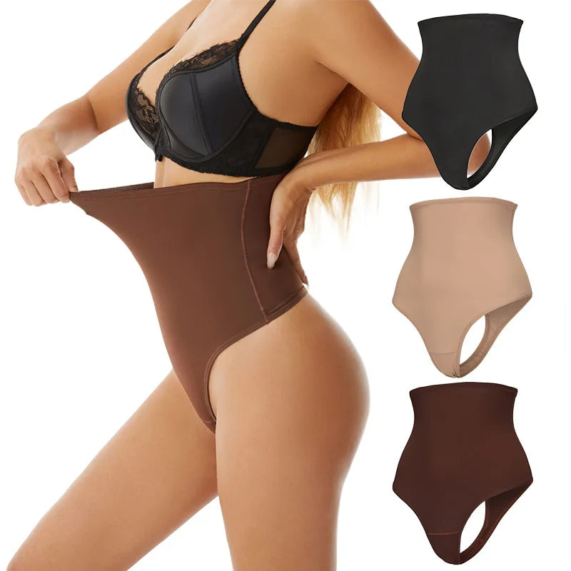 Cross-border Women's High Waist ThongT-back Tummy Control Panties with Non-slip Waistband Strong Waist Cinching and shaper