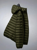 Winter Men's Lightweight Casual Cotton Jacket Suitable for Outdoor Sports, Windproof and Warm, Men's Hooded Solid Color Simple Cotton Coat