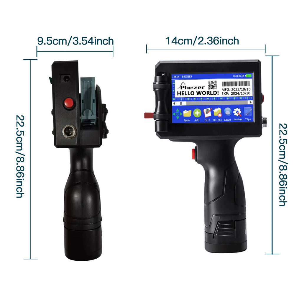 Phezer P15 QR Bar Batch Code Date Number Logo Expiry Date Label Printer 12.7mm Handheld Inkjet Printer 28 Languages Portable