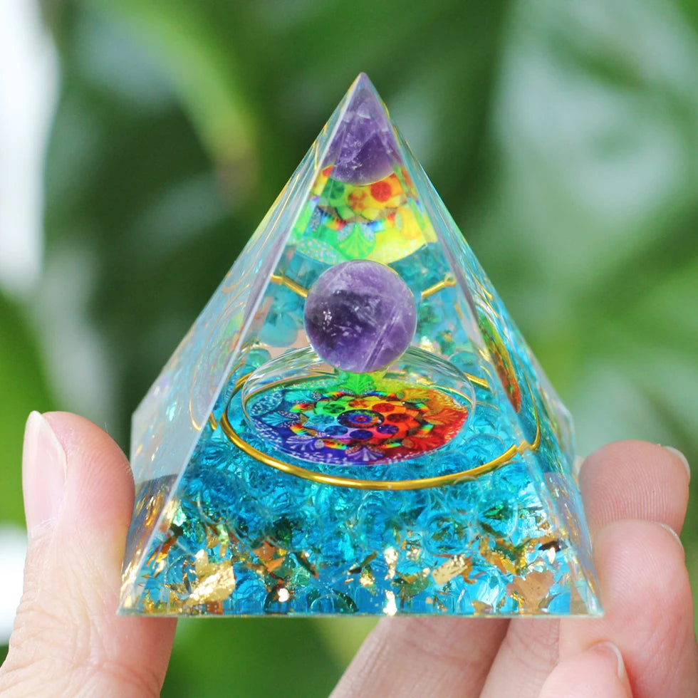 Orgonite Pyramid Crystals Natural Stone Orgone Energy Generator Healing Reiki Chakra Meditation Ornaments Crafts Office Decor