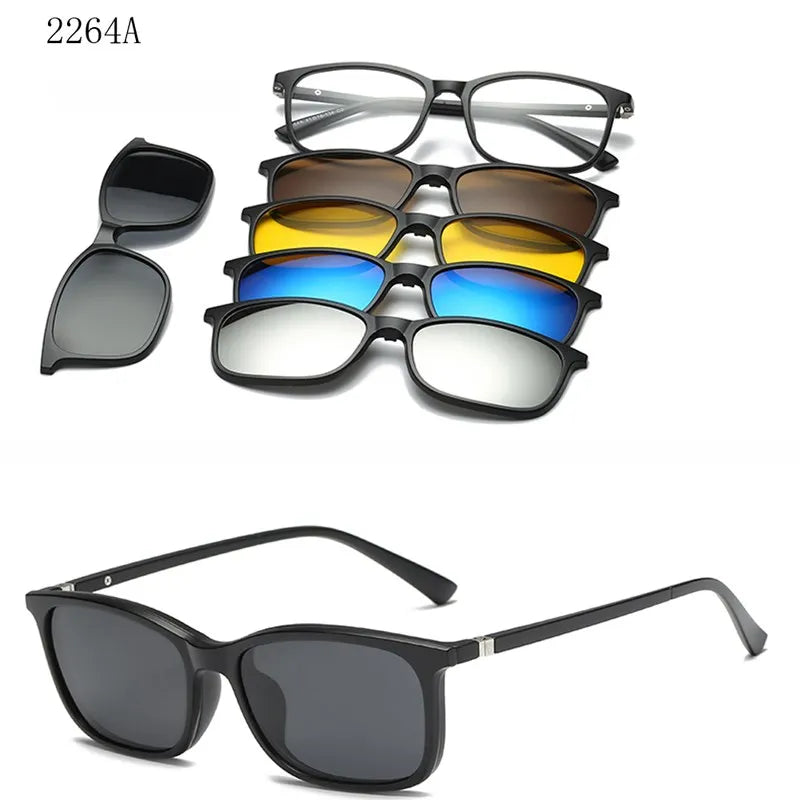 HJYFINO 5 lenes Magnet Sunglasses Clip Mirrored Clip on Sunglasses clip on glasses Polarization Clip Custom Prescription Myopia