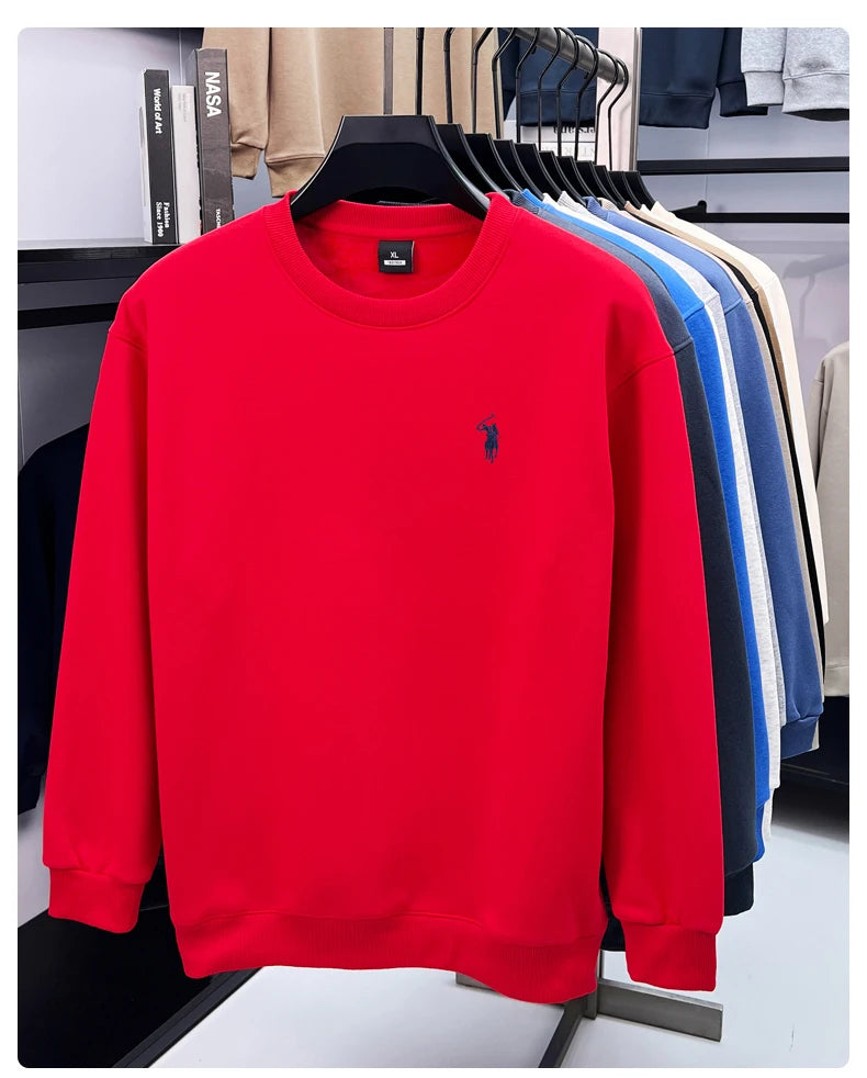 Designer brand men's round neck sportswear autumn new item thickened warm luxury pony print loose casual Paul pullover