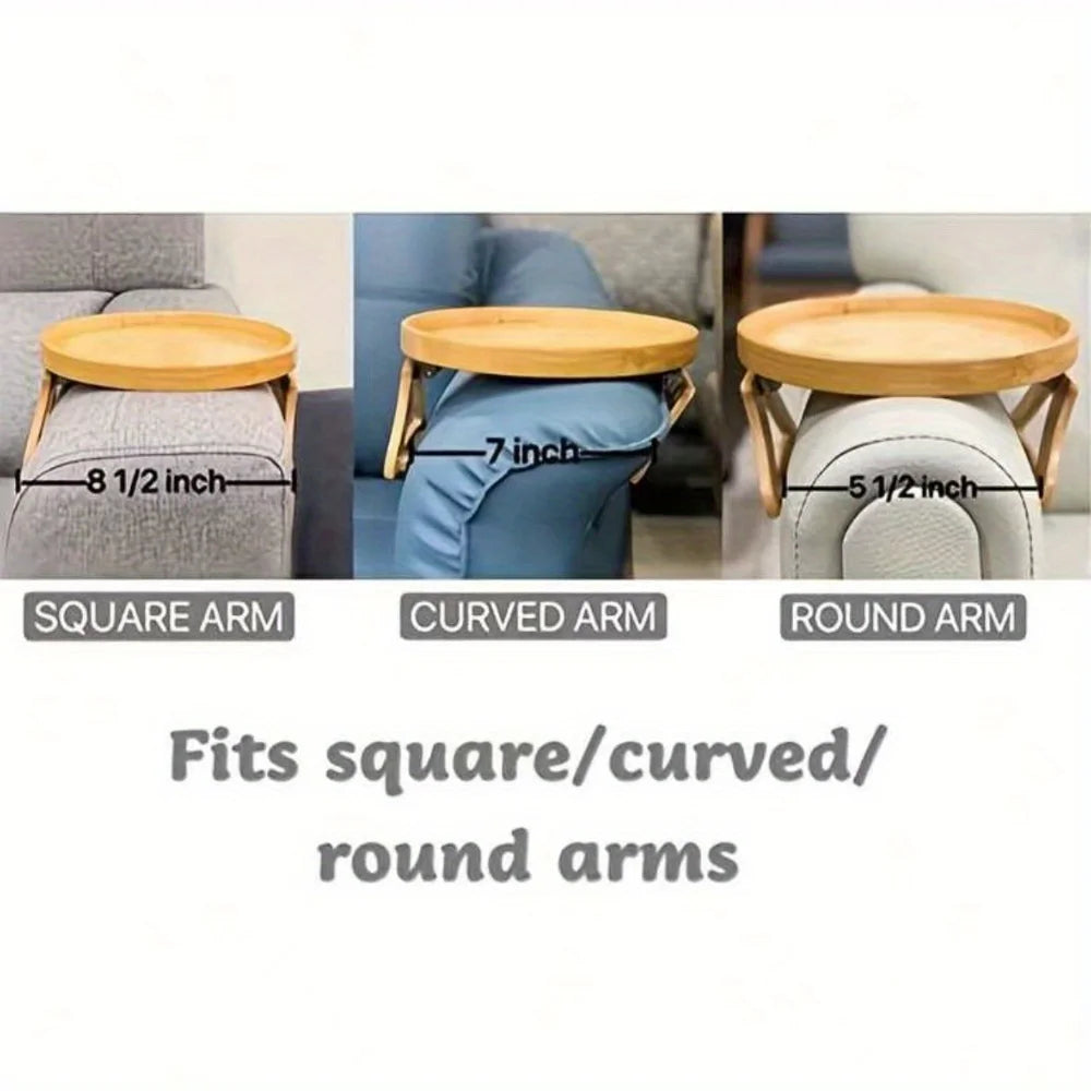 2026 Sofa Tray Table Sofa Armrest Clip-On Tray Natural Wooden Sofa Tray Practical TV Snack Tray for Remote Control Coffee Snacks