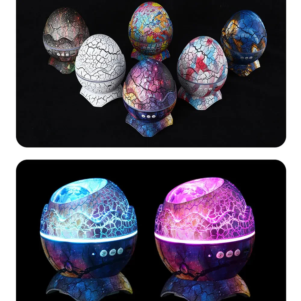 Dinosaur Egg Galaxy Projector with Remote Control Bluetooth Speaker LED Night Light Starry Sky Projection Light Children's Gift