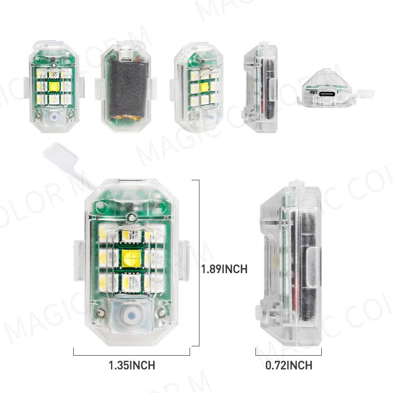 Wireless Remote Control LED Strobe Light for Car Auto Motorcycle Bike Drone Scooter Anti-collision Warning Lamp Flash Indicator