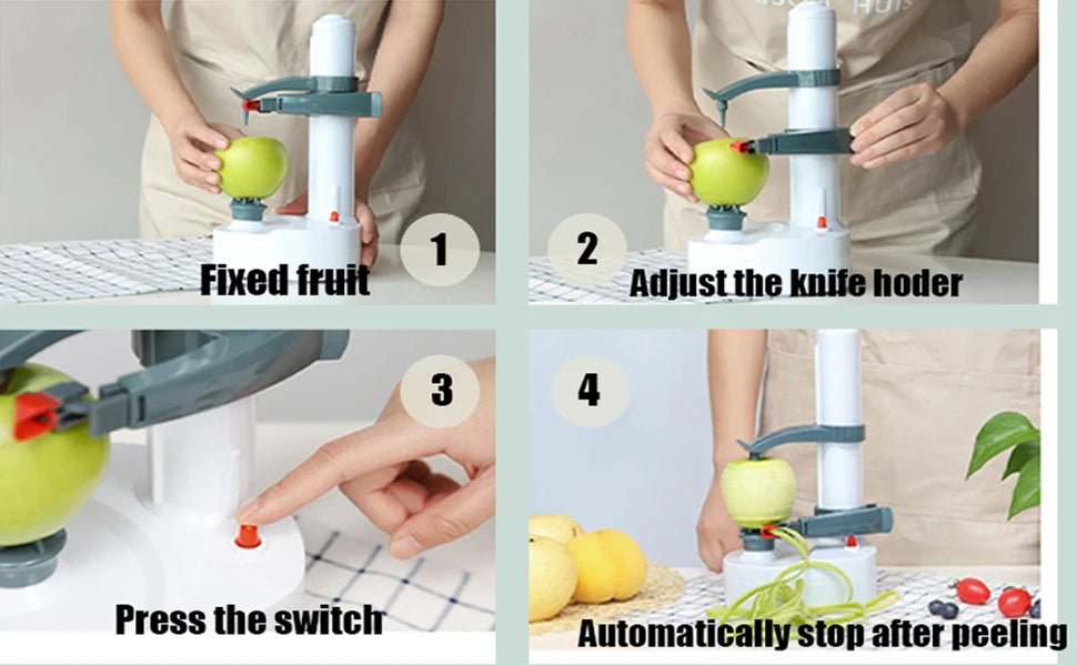 Electric Potato Peeler Multifunctional Fruit Peeler With Adapter And Spare Blades Kitchen Automatic Rotating Peeling Tool