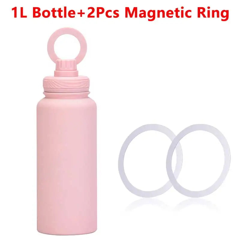 1000ML Sports Bottle With Magnetic Ring Insulated Bottle Water Bottle with Rotating Phone Holder Thermal Water Cup Thermal Mug