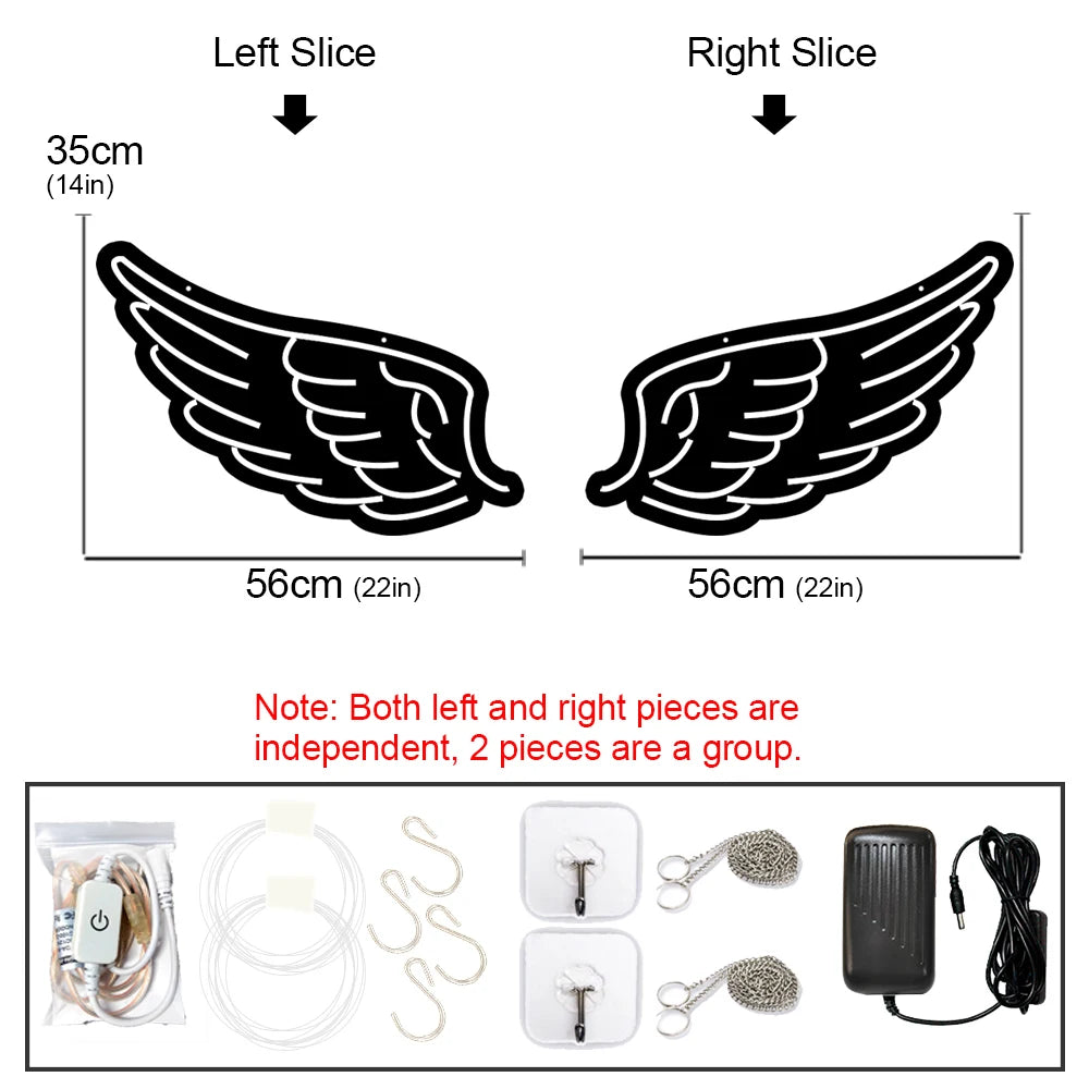 DECO Angel Wing Pink Led Neon Signs(22x14 inch) Led Signs Wall Decor for Girl Bedroom Kids Room Wedding Decor