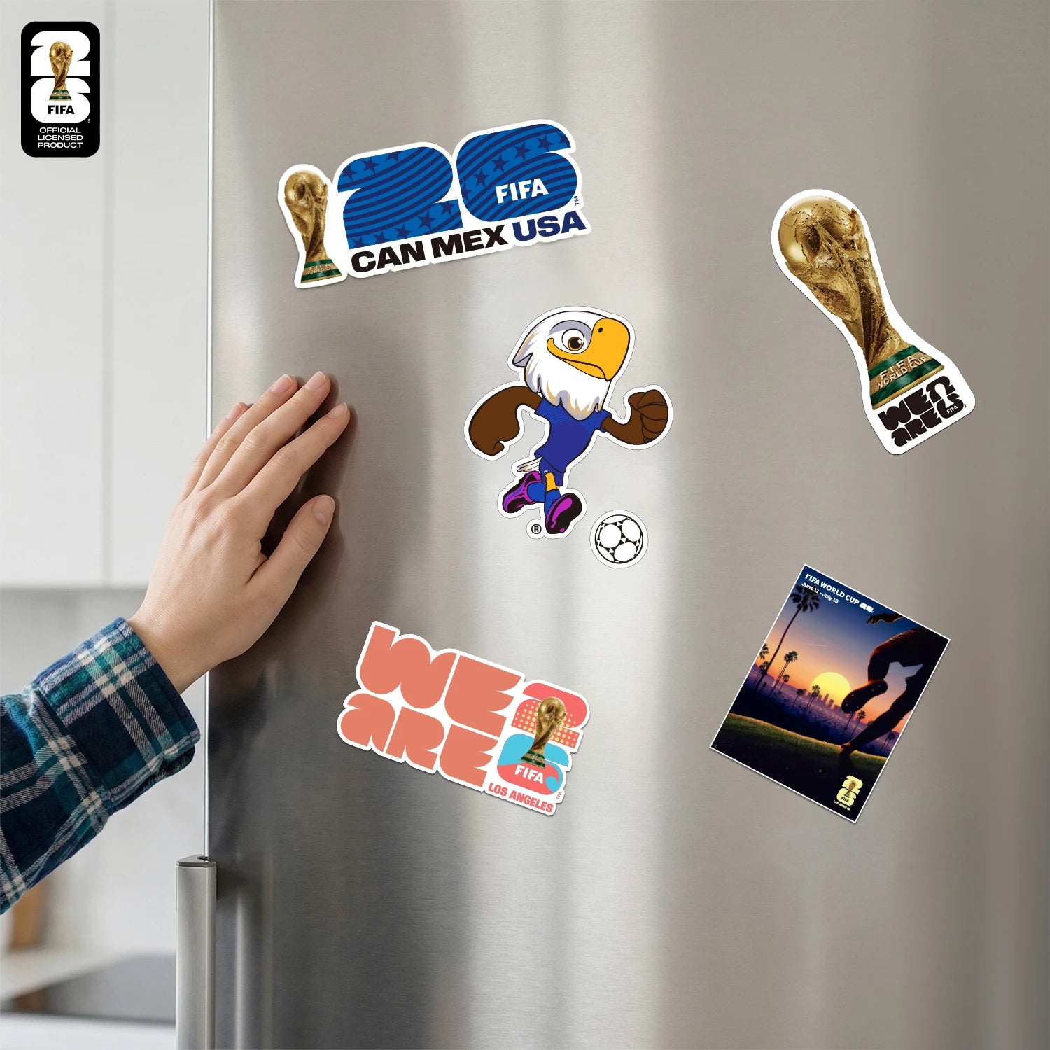 FIFA World Cup 2026 Official Fridge Magnet with Trophy, Host City & Mascot Design - Magnet Stickers for Refrigerator Souvenirs