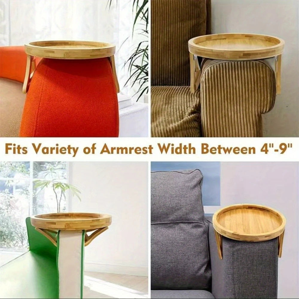 2026 Sofa Tray Table Sofa Armrest Clip-On Tray Natural Wooden Sofa Tray Practical TV Snack Tray for Remote Control Coffee Snacks