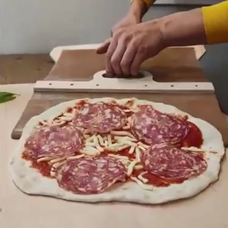 1pcs Portable Sliding Pizza Shovel Dough Tray Sliding Pizza Peel Non-Stick Spatula Paddle with High Temperature Cloth
