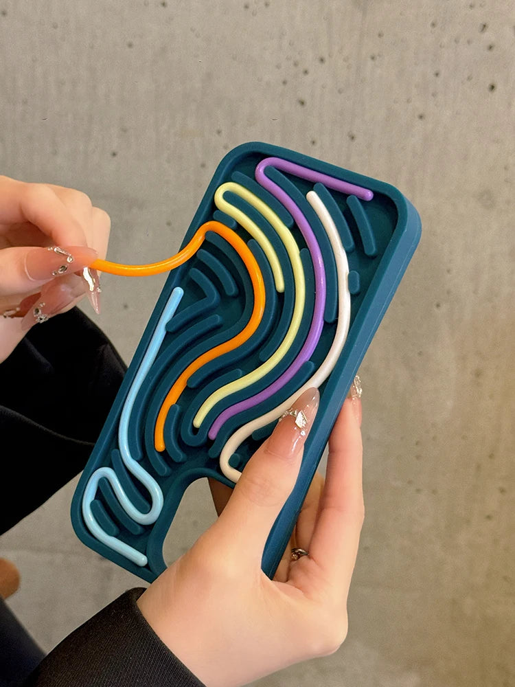 Funny Sensory Activity Board Silicone Decompression Phone Case For iPhone 16 15 14 13 12 11 17 Pro Max Soft Back Cover