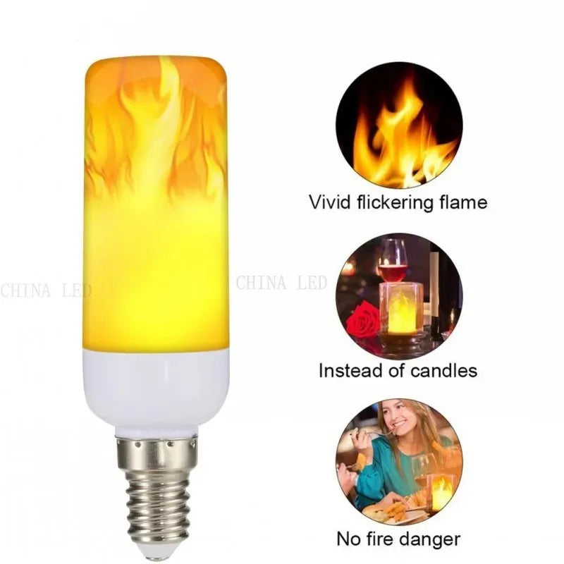 E27 E14 B22 LED Flame Bulb 9W Four Modes Flame Bulb Flashing LED Dynamic Flame Effect Light AC8V-265V 78SMD 2835 light bulb
