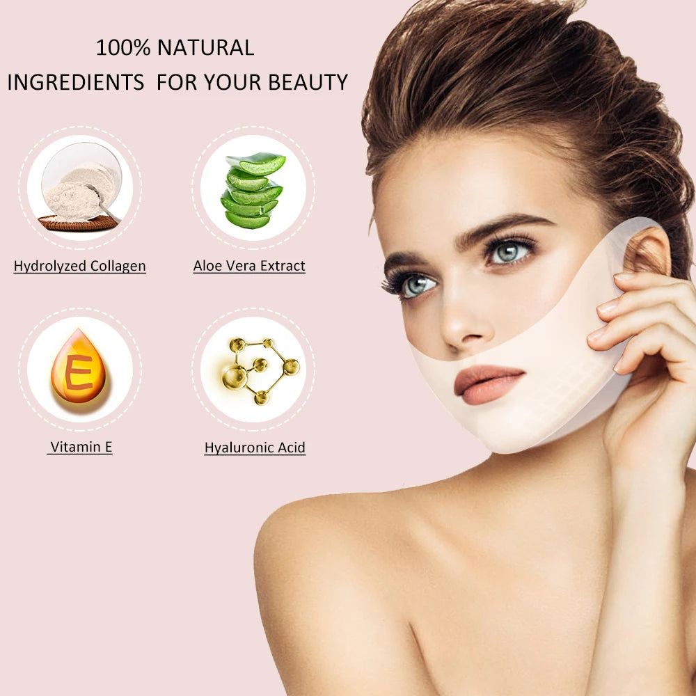 4D V shape Lifting Face Mask Ear Hanging Chin Cheek Lift Facial Slimming Hydrogel Thin Face-Lifting Slimmer Mask Black Packaging