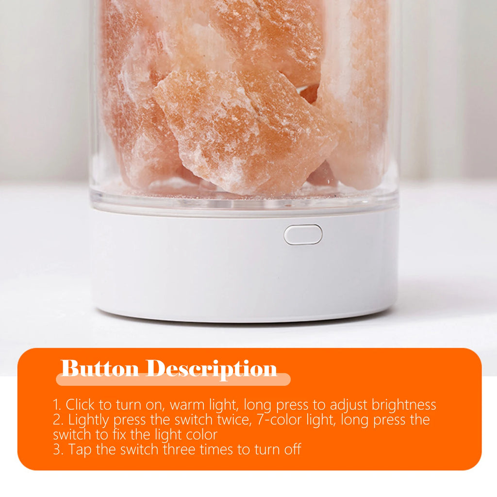 LED Rock Crystal Lamp Essential Oil Diffuser 7 Colors LED Crystal Salt Stone Night Light Home Office Bedroom Desktop Decoration
