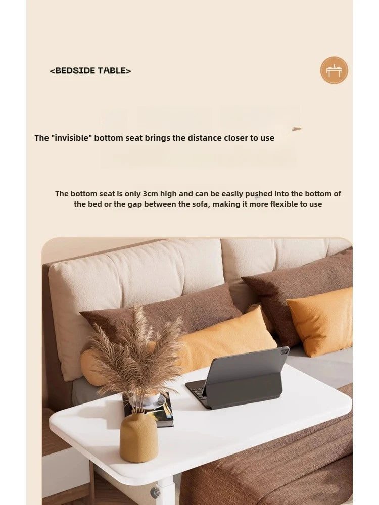 Height Adjustable Mobile Laptop Desk with Wheels Multi-Purpose Rolling Tray Table for Standing Workstation Use in Living Room