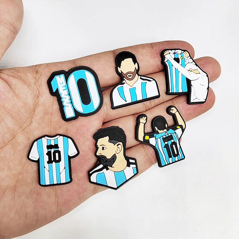 1-16pcs of Football Star Mesi Series Cartoon Shoe Charming Decorative Accessories, Children's Favorite Gifts
