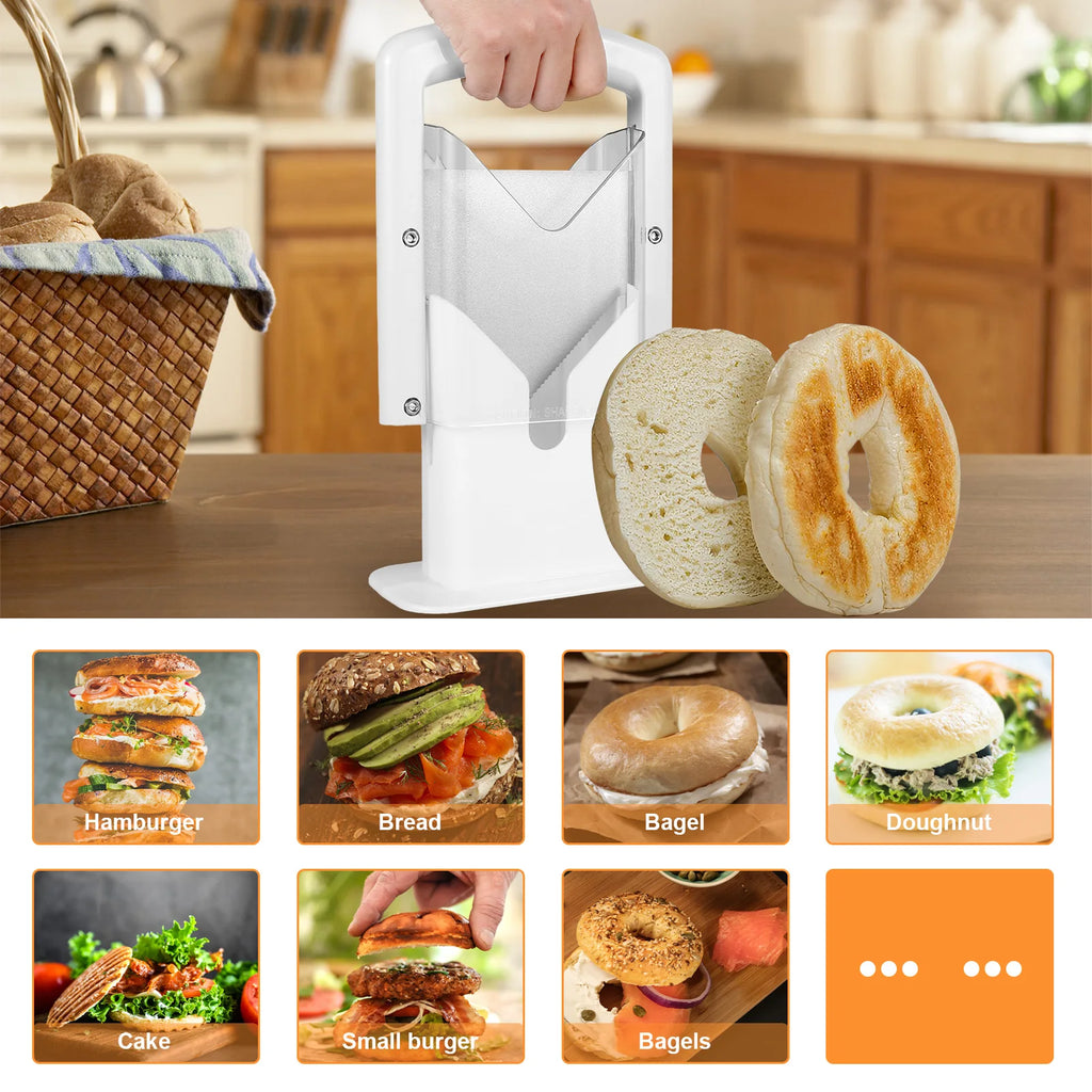 Bagel Cutter Slicer with Safety Handle Stainless Steel Handheld Bread  Precision Cutter Portable Muffin Slicer Kitchen Gadgets
