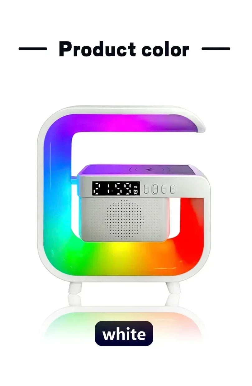 Multifunction Wireless Charger Pad Stand Speaker TF RGB Night Light Fast Charging Station for iPhone 16 15 Samsung Xiaomi Huawei