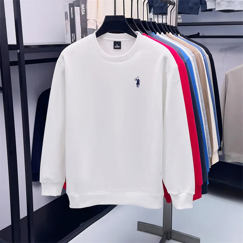 Designer brand men's round neck sportswear autumn new item thickened warm luxury pony print loose casual Paul pullover
