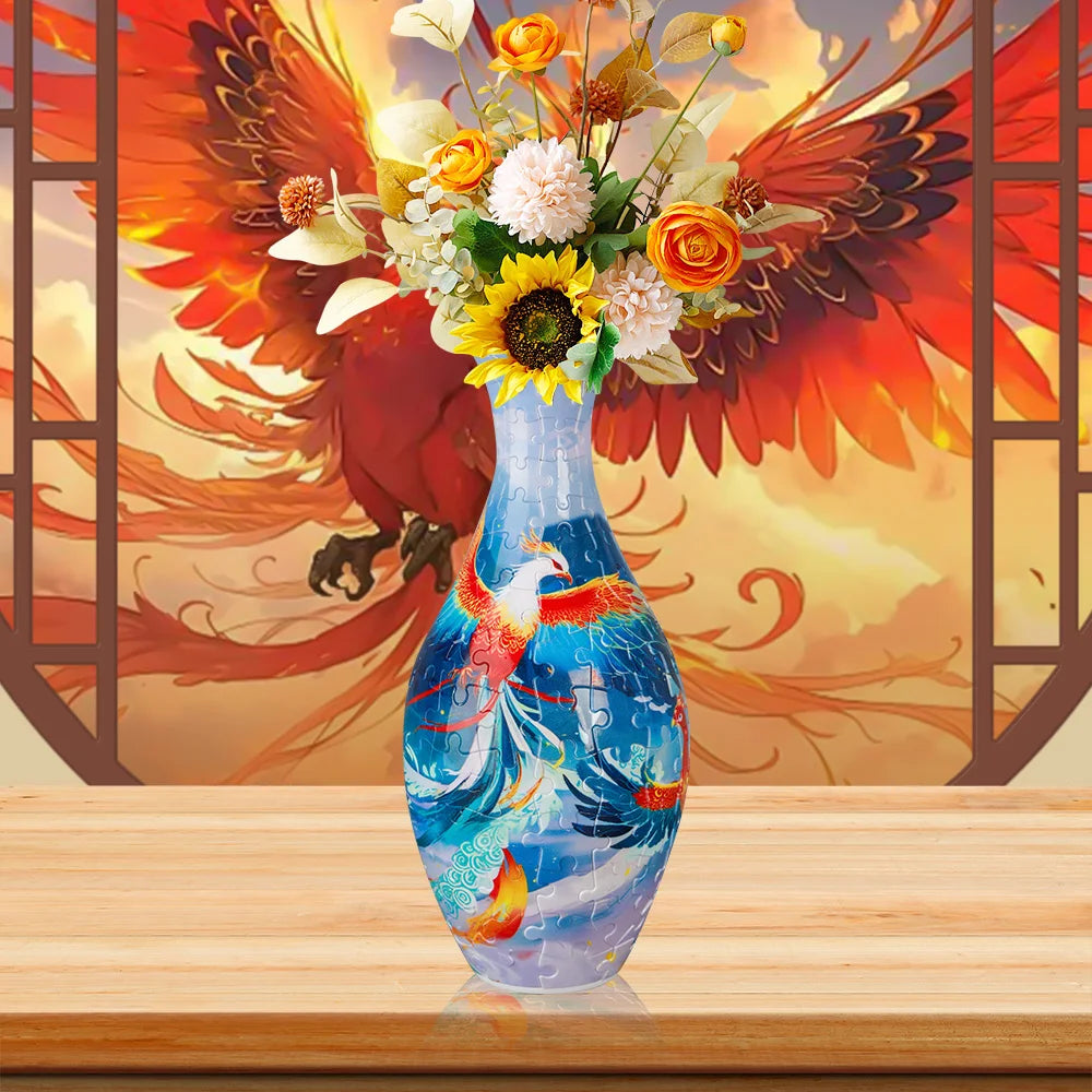 3D Puzzle Vase Home Decoration Christmas Gifts DIY Chinese Vase for Bouquet Flowers Creative Handmade Flower Vase Puzzle Toys